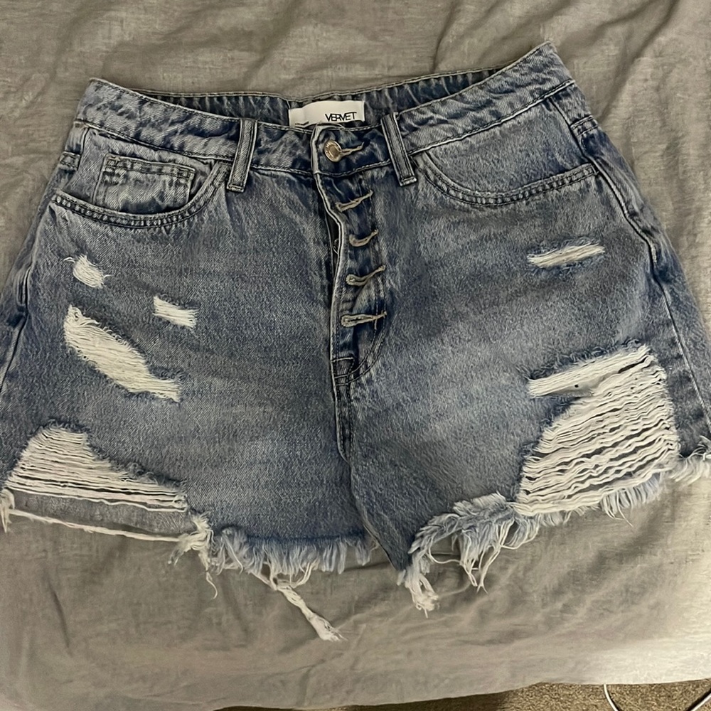 Vervet Denim Jean Shorts Distressed Cutoff Shorts Button Fly Size Medium